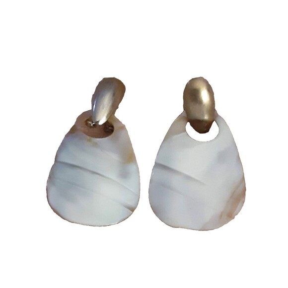 2" natural shell teardrop earrings gold tone beachy - Picture 1 of 2